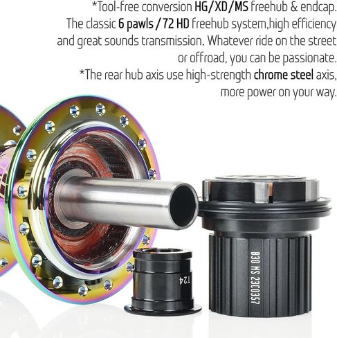 Best Parts XM490 Pro Boost MTB الأمامي/الخلفي المحور 32 ثقب 6 الترباس 72HD سبيكة القرص الفرامل HG محور متوافق مع سرعة Shimano 8-11 و SRAM 8-10 السرعة in Kuwait