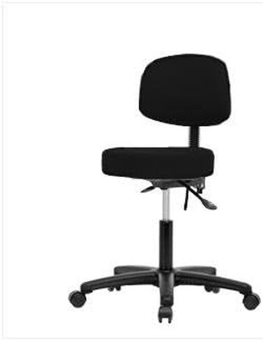 Thomas VDHST-RG-T0-RC-c8605 Desk Height Stool with Back and Black Nylon Base, No Tilt, Caster, Vinyl, Gray in Saudi Arabia