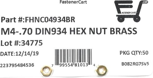 M4-0.7 Solid Brass Brass DIN934 METRING HEX NUT 4MMX0.7MM QTY: 50 in Saudi Arabia