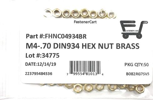 M4-0.7 Solid Brass Brass DIN934 METRING HEX NUT 4MMX0.7MM QTY: 50 in Saudi Arabia