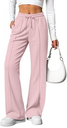 ALUWU Womens Wide Leg Sweatpants High Waisted Baggy Pants Elastic Drawstring Athletic Joggers with Pockets in Kuwait