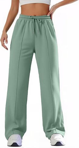 ALUWU Womens Wide Leg Sweatpants High Waisted Baggy Pants Elastic Drawstring Athletic Joggers with Pockets in Kuwait