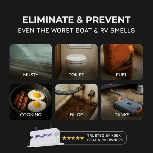 Airlock Boat Odor Air Purifier - Marine Air Purifier for Fresh Clean Air | Boat Accessories | Easy to Install | Maintenance-Free | Deodorizer Odor Eliminator in Saudi Arabia