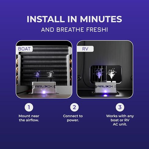 Airlock Boat Odor Air Purifier - Marine Air Purifier for Fresh Clean Air | Boat Accessories | Easy to Install | Maintenance-Free | Deodorizer Odor Eliminator in Saudi Arabia