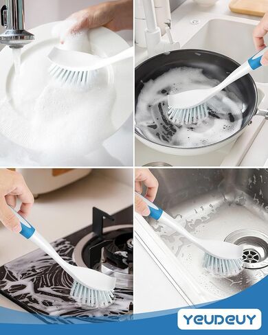 Dish Brush, Dish Scrubber & Kitchen Scrub Brush for Dishes, Pots, Pans, Sink, Cast Iron, Yellow-green 3 Pack in Saudi Arabia