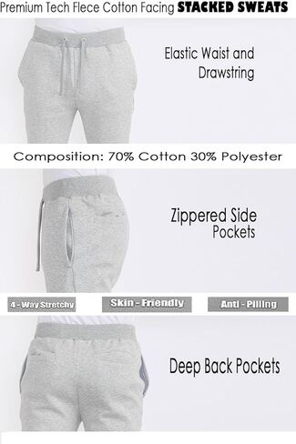 Weiv Gear Men Cotton Tech Fleece Specepants مفتوحة أسفل الجيوب مع صناديق جماعية متدلية in Kuwait