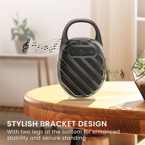 حالة Kwmobile لـ JBL Clip 5 Caseer Case - TPU غطاء واقي مع حامل صغير لمكبر صوت بلوتوث - شفاف in Saudi Arabia