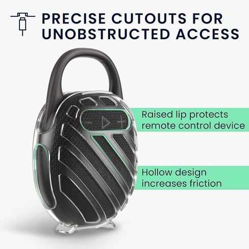 حالة Kwmobile لـ JBL Clip 5 Caseer Case - TPU غطاء واقي مع حامل صغير لمكبر صوت بلوتوث - شفاف in Saudi Arabia