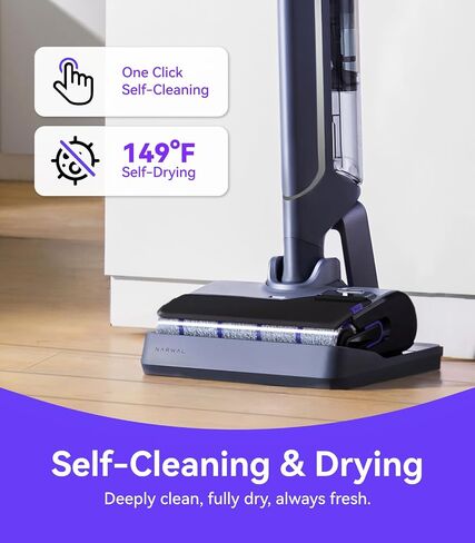 NARWAL S20 Pro Cordless Prains مع التنظيف ذاتيًا ، مكنسة مكنسة جافة رطبة للأرضيات الصلبة ، مثالية للعائلات التي لديها أطفال وحيوانات أليفة (متجددة) in Saudi Arabia