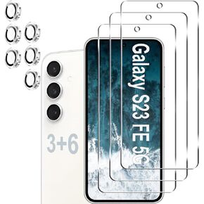 [3+6 Pack]Galaxy S23 FE 5G Screen Protector + Camera Lens Protector, HD Tempered Glass Film, 9H Hardness, Scratch Resistant, Easy Installation, Bubble Free, Screen Protector for Samsung Galaxy S23 FE