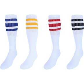 CTM® Men's Big and Tall Striped Tube Socks (4 Pairs)