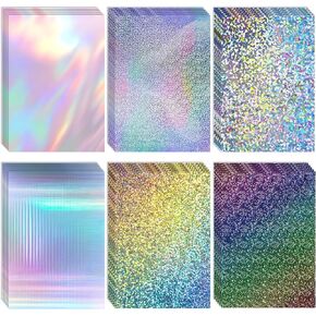 30 Sheets Holographic Card Stock Metallic Cardstock Paper Glitter Cardstock 8.3 x 11.6,250gsm/92lb Shiny Iridescent Mirror Paper Sheets for Letter Poster Scrapbook Crafts