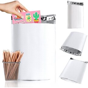 ABC PACK & SUPPLY White Gusseted Bubble Mailers, 11 x 13 x 4 Inch. Pack of 10 Expandable Envelopes. Padded Shipping Envelopes. Waterproof Bubble Bags for Shipping. Poly Bubble Mailers Self Seal