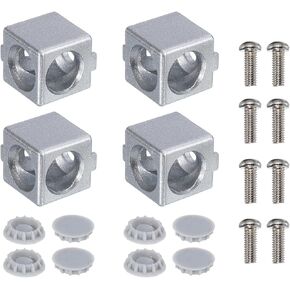uxcell 4Set 20x20x20mm 2-Way Corner Bracket Cube, Aluminum Alloy Block for 2020 Series Aluminum Extrusion Profile with Screws