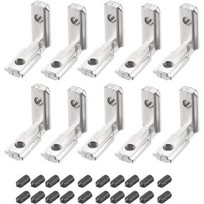 uxcell Interior Joint Bracket, Inside Corner Connector 2020 Series with Screws for Aluminum Extrusion Profile, 10 Pcs