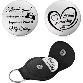 cobee Pocket Hug Token, Encouragement Long Distance Relationship Keepsake Double Sided Engraved Stainless Steel Keychain