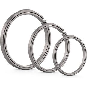 KeyUnity Key Ring for Keychain, Titanium Split Ring 22/27/33mm Side Pushing Round Flat Key Ring for Man & Women