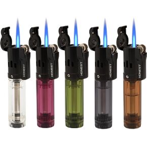 Windproof Torch Lighter Single Jet Flame Fuel Refillable Tank Visible(No Gas) (5 Color)