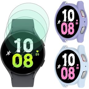 Screen Protector (3+2Pack) Compatible for Samsung Galaxy Watch 5 (44mm) / Galaxy Watch 4 (44mm), Tempered Glass Film Anti-Scratch High Definition Full Coverage and 2 Soft TPU Protective Case in Kuwait