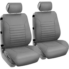 FH Group Car Seat Covers Front Set Black Faux Leather Car Seat Cushions - Car Seat Covers for Low Back Seat, Universal Fit, Automotive Seat Covers, Airbag Compatible Car Seat Cover for SUV, Sedan, Van