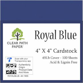 Royal Blue Cardstock - 4 x 4 inch - 65Lb Cover - 100 Sheets - Clear Path Paper