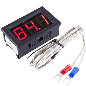 Industrial Temperature Monitoring Meter, PEMENOL High and Low Temperature Dual Digital LED Display Thermocouple Thermometer with 0.5M K-Type Thermocouple Sensor Probe M6 for Water Heater