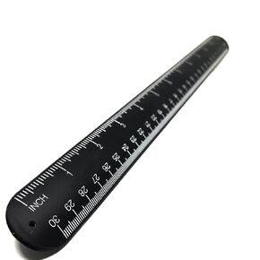 Perfect Measuring Tape - Wristband Snap Ruler - Silicone Bracelet Tape Measure Band - Two Sided (Measurement Side and Equations and Conversion Side) - 12" / 30cm (Black)