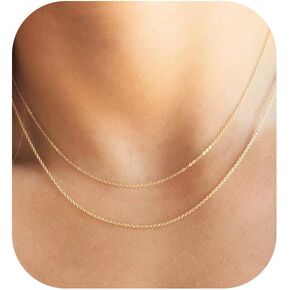 Gold Necklace for Women, 14k Gold Plated Choker Dainty Layered Necklaces, Silver Necklace for Women 14k White Gold Plated Dainty Layered Necklaces