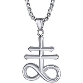 PROSTEEL Unisex Satanic Jewelry Amulet Necklace Cool Looking, Vintage Leviathan Cross, Lucifer Necklace, Silver/Gold/Black 316L Stainless Steel, 22 Inch, Come Gift Box