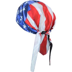 Capsmith Men's Danbana USA Stars and Stripes Do Rag Biker Skull Cap, Red & Blue