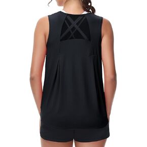 قمصان MCEDAR للتمرين للنساء قمصان رياضية شبكية للجري بدون أكمام، قمصان يوغا بدون أكمام، قمصان فضفاضة مناسبة للصالة الرياضية in Kuwait