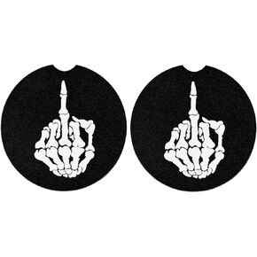 Blue Fire Skull Car Cup Coasters 2 Pack Absorbent Car Coasters to Keep Your Car Cup Holders Clean and Dry 2 Pack Car Cupholder to Keep Your Car Clean and Dry
