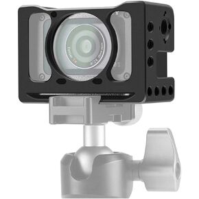 Andoer Camera Vlog Cage Aluminum Alloy Protective Camera Cage with 1/4 3/8 Inch Screw Holes Compatible with Sony RX0 II Digital Camera Microphone Tripod Fill Light