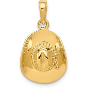Solid 14k Yellow Gold 3-D Cowboy Hat Pendant - 23.5mm
