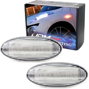 iJDMTOY Clear Lens Amber Full LED Front Side Marker Lights Compatible With Nissan Juke Cube Leaf, Powered by 20-SMD LED, Replace OEM Sidemarker Lamps