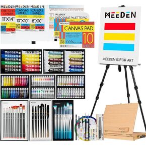 MEEDEN Painting Set with Easels and Paints: 151pcs Art Supplies with Acrylic Oil Watercolor Gouache Paints - Canvas Painting Kit for Artists from Beginning to Professional