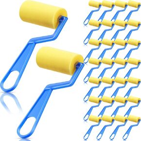 Tenceur 3 Inch Foam Paint Rollers Painting Sponge Roller Small Sponge Paint with Plastic Handle for Young Artists Kids Early Educational Graffiti Painting Art Craft Supplies(50 Pieces)