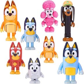 8 Wolfs-Bluey Figures Toys Playset, Wolves-Bluey Action Figurines Family and Friends Set; Bandit (Dad), Chilli (Mum), Coco, Bingo, Snickers, Rusty and Muffin-Cake Toppers 8 PCS 2.5-3 Inch