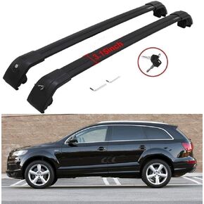 Black roof Cargo Rack for Audi Q7 2007-2015 Cross Bars Roof Rack Rail Luggage Carrier Lockable 2