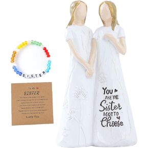 هدايا عيد ميلاد الأخت من الأخت مع سوار الأخت، أفضل هدايا عيد ميلاد الأصدقاء للنساء الصداقة، هدايا الأخوات الفريدة هدية الزفاف من الأخت 5.8 × 3.3 بوصة تماثيل أصابع مرسومة يدويًا من الراتنج in Kuwait