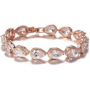 SELOVO Teardrop Rose Gold Tone Chain Tennis Bracelet for Women Lady in Kuwait