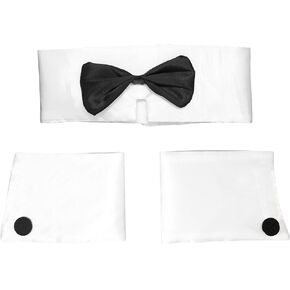 Collar and Cuff Set – Male Dancer Stripper Accessories for Halloween, Bachelor Parties - 1 Set White