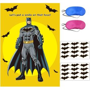 Batman Party Supplies Decorations, Pin The Logo on Batman, Birthday Party Pin Game, Large Poster for Batman Birthday Party Supplies