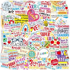 100pcs Teacher Stickers Vinyl Waterproof Teacher Appreciation Stickers for Laptop Water Bottles Teachers Appreciation Gifts in Bulk