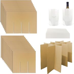 4 Sets Glass Divider Kits for Moving, Kitchen Moving Box Kit Dish Packing Moving Boxes Kit, 20 Pcs Cardboard Dividers with 48 Pcs Foam Pouches Fits in 16 x 12 x 12 Inch Box (Box Not Included)
