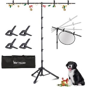 حامل خلفية على شكل حرف T من Lusweimi، طقم حامل خلفية للصور قابل للتعديل مقاس 8x5.3FT مع 4 مشابك زنبركية، حقيبة حمل، حامل دعم خلفية استوديو التصوير الفوتوغرافي المحمول للحفلات/الزفاف/التصوير الفوتوغرافي in Kuwait