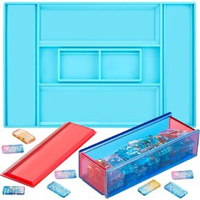 Dominoes Storage Box Resin Mold Domino Box Mold Jewelry Storage Case Holder Mold Slide Box Silicone Mold Case Epoxy Resin Casting Mold for DIY Dominoes Jewelry Box Home Decoration