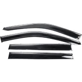IKON MOTORSPORTS, Window Visor Compatible with 2017-2023 Jeep Compass MP, Injection Polycarbonate with Chrome Trim Window Visor Rain Guard Shade 4PC, 2018 2019 2020 2021 2022