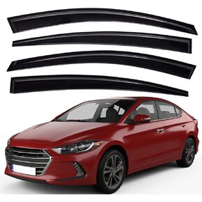 Lightronic WV94408 Outside-Mount Side Window Visors Deflectors Vent Rain Guards, Dark Smoke, 4-Pieces Set, Fits 2017-2020 Hyundai Elantra (EXCLUDES GT Model)