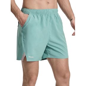 Men's Running Athletic Shorts 5 inch Quick Dry Workout Short Tennis Gym Shorts with Zipper Pockets